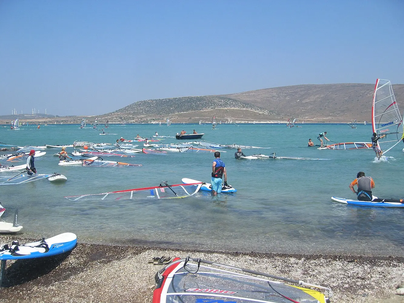 Windsurfers on the Alaçatı lagoon