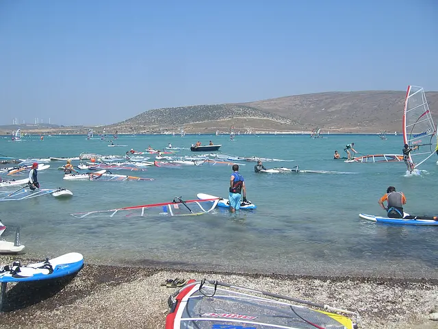 Windsurfers on the Alaçatı lagoon