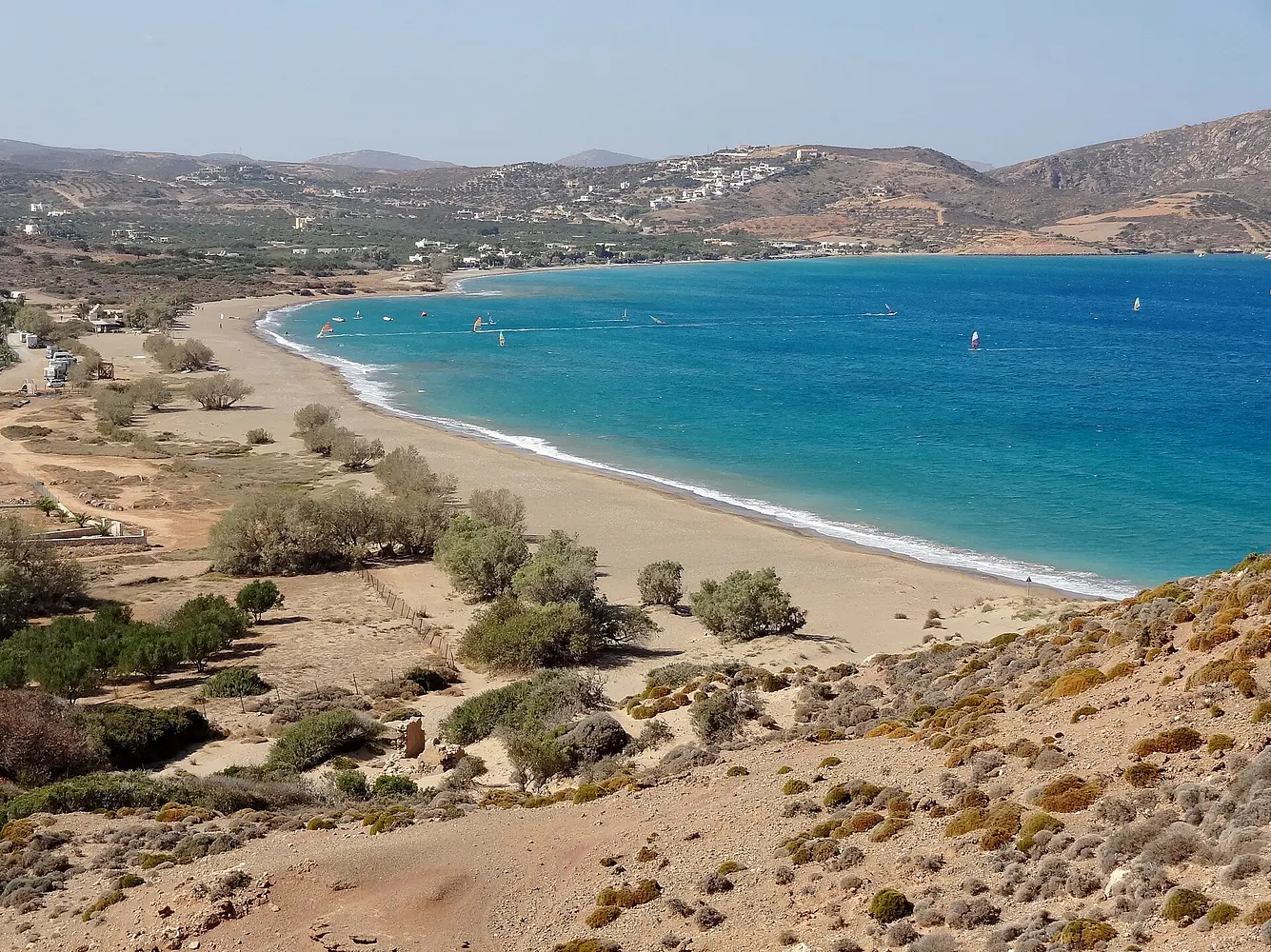 Kouremenos beach near Palekastro with windsurfers
