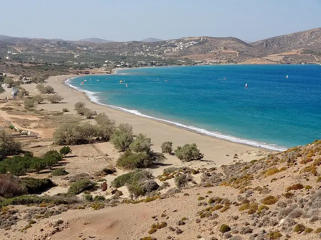 Kouremenos beach near Palekastro with windsurfers
