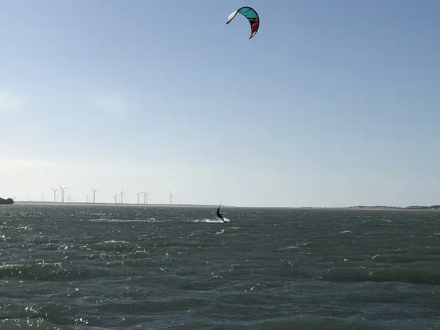 Kitesurfing on the Aratuá river at Galinhos