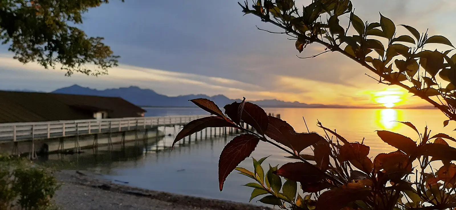 Sunset over the Chiemsee from the Chieming shore