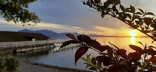 Sunset over the Chiemsee from the Chieming shore
