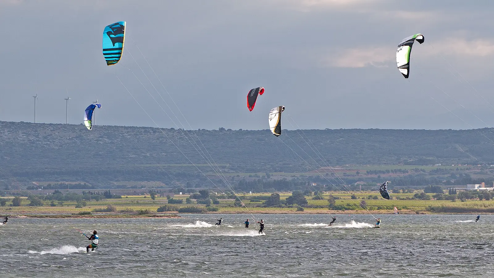 Kites on the Étang de l'Ayrolle near Gruissan