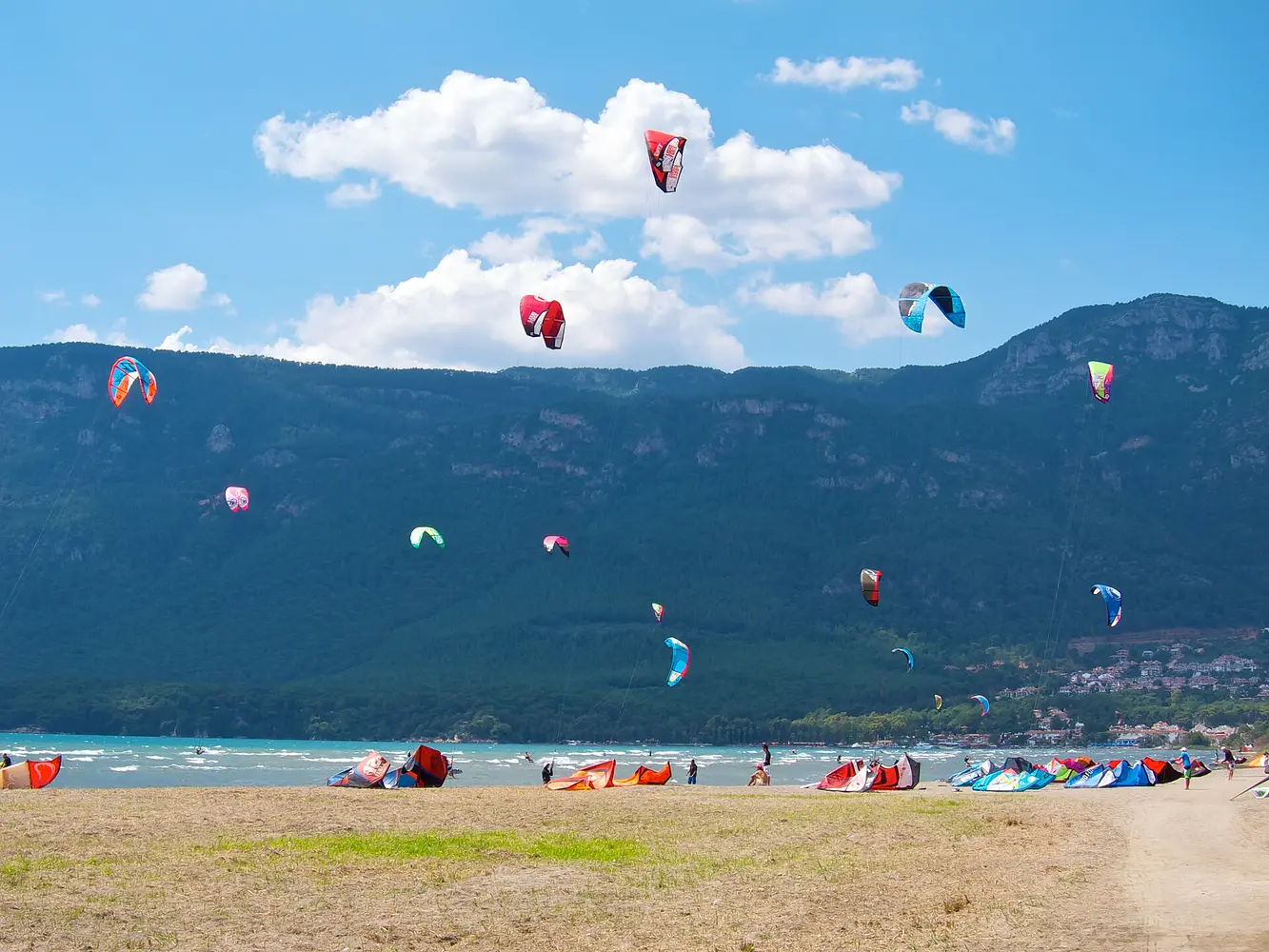 Kites over Akyaka at the head of the Gulf of Gökova