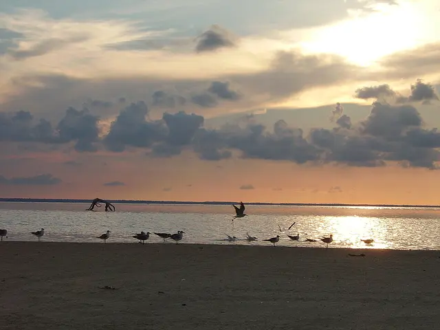 Sunset over the Isla Blanca lagoon north of Cancún