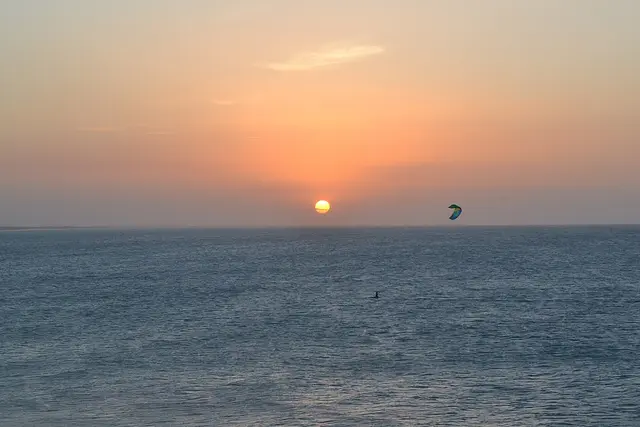 Kite at sunset off the Duna do Pôr do Sol, Jericoacoara