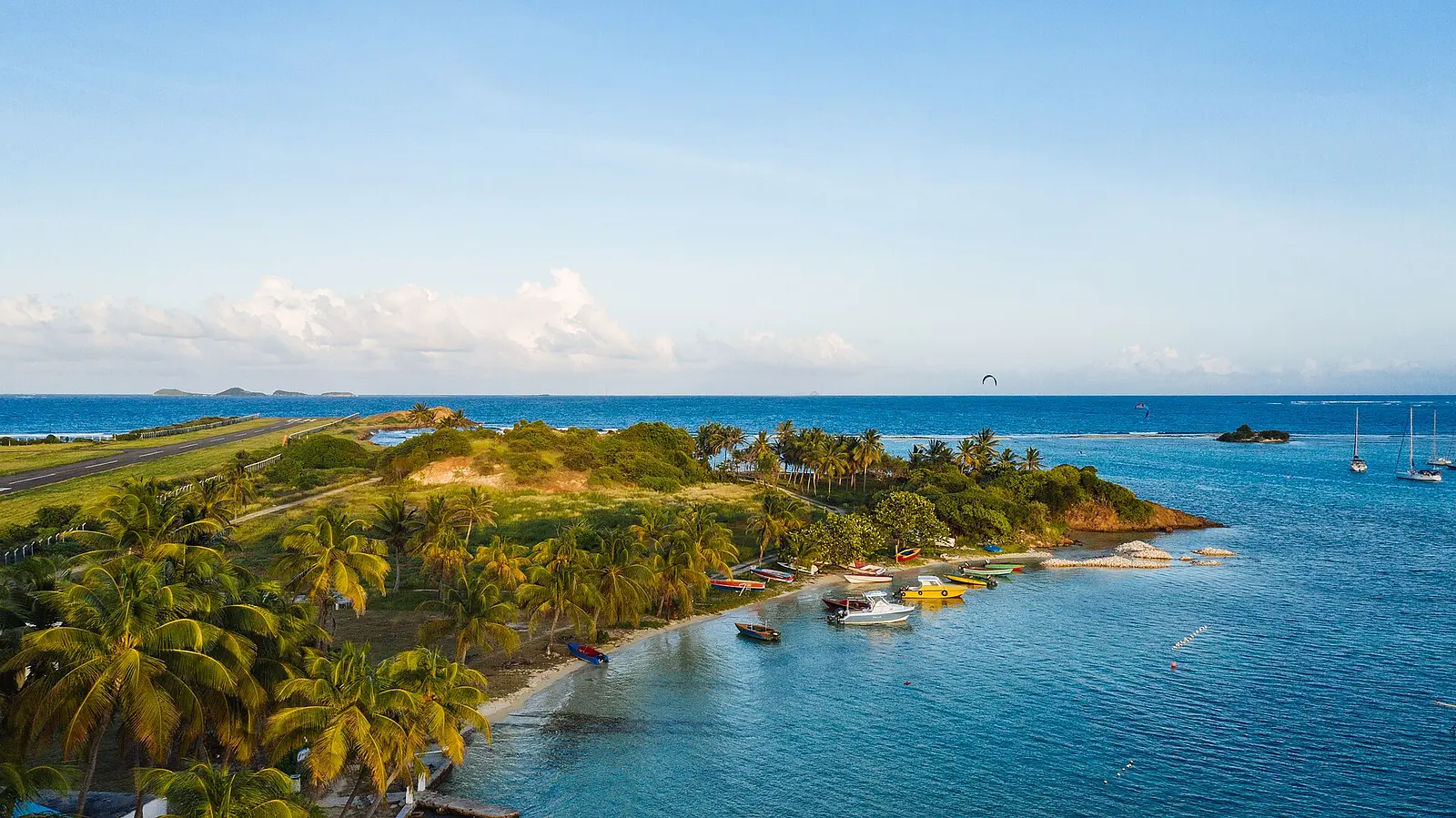 The beach near Clifton on Union Island from the air
