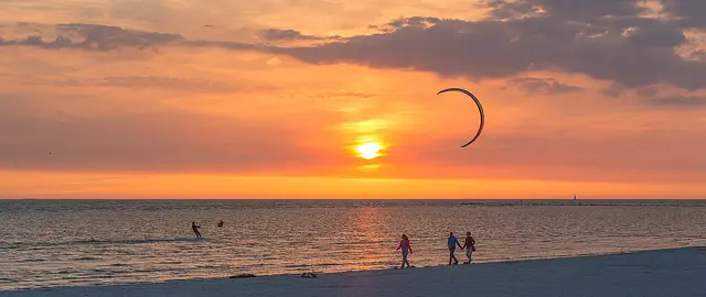 Kitesurfer at sunset off Workum